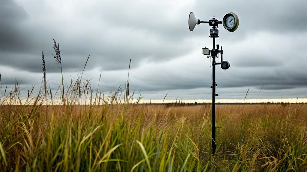 Weather monitoring station in a farm field